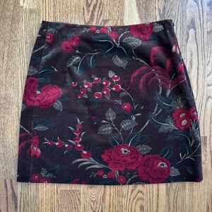 Ann Taylor | Chocolate Brown and Red Floral Skirt | Size 4p